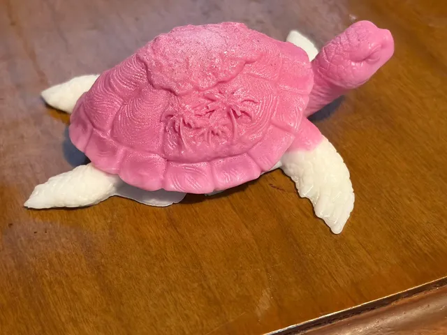 Pink and cream turtle-shaped soap